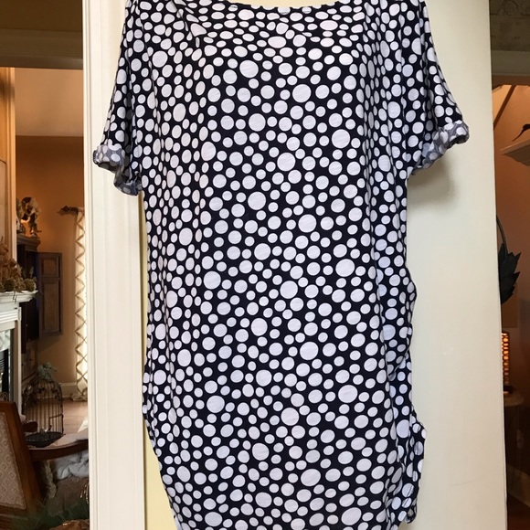 C Est 1946 navy with white polka dots tunic style top or short dress Sz large - Picture 2 of 11